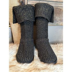 Ugg Black Tweed Pattern Glitter Boots